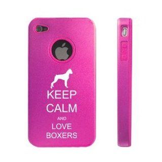 Apple iphone 4 4s 4g Hot Pink D8567 Aluminum & Silicone Case Cover Keep Calm and Love Boxers: Cell Phones & Accessories
