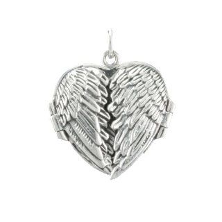 Sterling Silver 925 Locket Heart Love Angel Wings Guardian Charm Pendant White: Everything Else