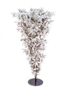 7.5' Pre Lit Flocked Artificial Upside Down Christmas Tree   Clear Lights  
