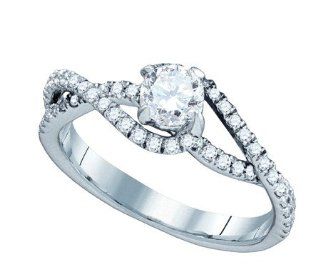 0.75 Carat (ctw) 14K White Gold Round Cut White Diamond Ladies Split Shank Bridal Engagement Ring With 0.40 CT Round Center 3/4 CT: Jewelry