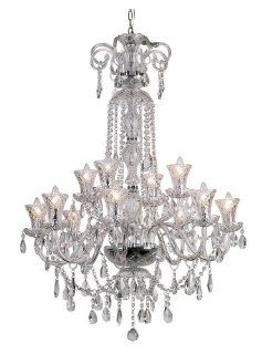 Trans Globe HX 12 HX Traditional   Twelve Light 3 Tier Crystal Chandelier, Polished Chrome Finish with Clear Crystal Glass  