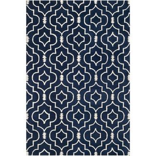 Safavieh Handmade Moroccan Chatham Dark Blue/ Ivory Wool Rug (6 X 9)