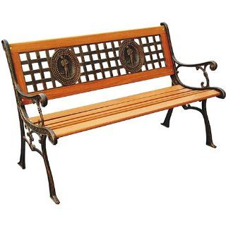 Fisherman Wood and Cast Iron Park Bench : Outdoor Benches : Patio, Lawn & Garden