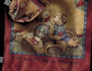 Gregg Gifts Teddy Bear Love Poly canvas Tote Bag and Coin Purse: Reusable Grocery Bags: Kitchen & Dining