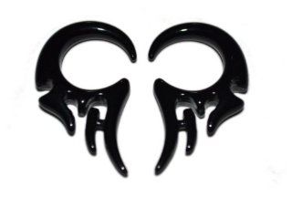 Pair (2) Black Transparent Tribal Spiral Tapers Ear Plugs Acrylic Expanders Gauges  4G 5MM: Body Piercing Plugs: Jewelry