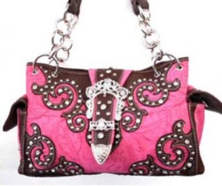 Pink Western Cowgirl Women Purse Handbag Studs Belt Buckle: Shoes