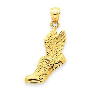 14k Gold Polished Running Shoe Pendant: Jewelry
