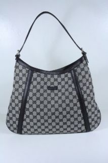 Gucci Handbags Black White Canvas and Brown Leather 282534: Clothing