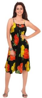 La Leela Black Orange Yellow Floral Printed Short Casual Tube Dress Partywear at  Womens Clothing store: