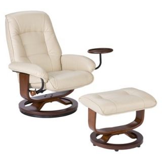 Recliner Set: Southern Enterprises Bonded Leather Recliner & Ottoman   Taupe