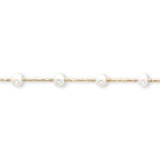 14k Fancy 6.5 7mm White Freshwater Cultured Pearl Necklace: Jewelry
