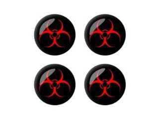 Biohazard Warning Symbol   Wheel Center Cap 3D Domed Set of 4 Stickers Badges: Automotive