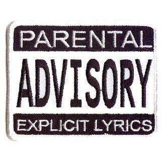 2.5" Black Whte "Parental Advisory" Name & Slogan Patch: Clothing