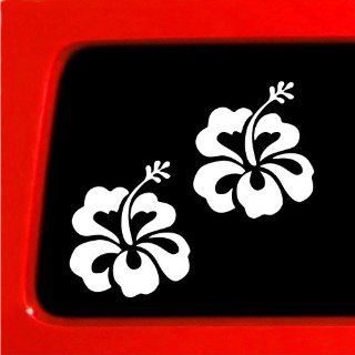Hibiscus Flower White set Hawaii hawaiian tropical island 808 car truck notebook bumper sticker vinyl decal window: Automotive