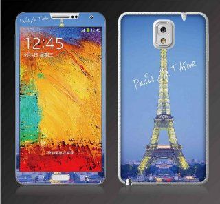 Blue Background Eiffel in Paris Full Body Decal Fashionable Screen Protector Skin Sticker Front and Back for Samsung Galaxy Note 3 III N9000 N9006 with Batman style back pin 2.3 inch badge Cell Phones & Accessories