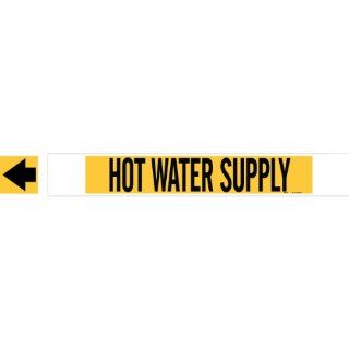 Brady 5709 Hphv High Performance   High Visibility Pipe Marker, B 681/B 883, Black On Yellow Polyester Over Laminate On Fiberglass Plastic Carrier, Legend "Hot Water Supply": Industrial Pipe Markers: Industrial & Scientific
