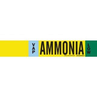 Brady 59943 Ammonia (IIAR) Pipe Markers, B 681/B 883, Black, White, Sky Blue, Green On Yellow Polyester Over Laminate On Fiberglass Plastic Carrier, Legend "Ammonia" Industrial Pipe Markers