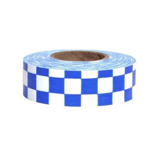 Presco CKWB 658 300' Length x 1 3/16" Width, PVC Film, Matte White and Blue Chekerboard Patterned Roll Flagging (Pack of 144): Safety Tape: Industrial & Scientific