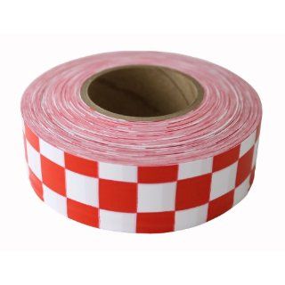 Presco CKWR 658 300' Length x 1 3/16" Width, PVC Film, Matte White and Red Chekerboard Patterned Roll Flagging (Pack of 144): Safety Tape: Industrial & Scientific