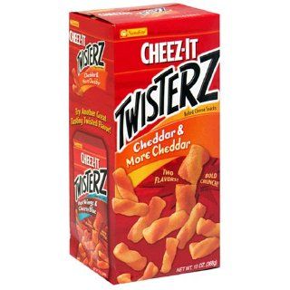 Cheez It Baked Snack Crackers, Twisterz Cheddar & More Cheddar, 13 Ounce Box : Grocery & Gourmet Food