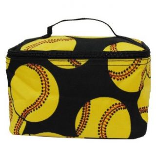 Cute Softball Print Cosmetic Bag black: Clothing