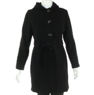 AK Anne Klein Wool Hooded Coat Black XL Outerwear