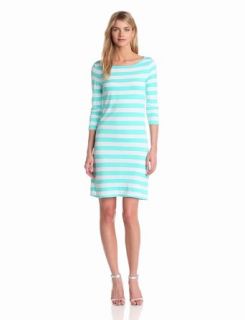 Three Dots Women's 3/4 Sleeve British Striped Knit Dress, Aquatic, X Small at  Womens Clothing store