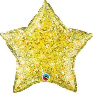 Yellow Holographic Star Shaped 20" Mylar Foil Balloon: Toys & Games