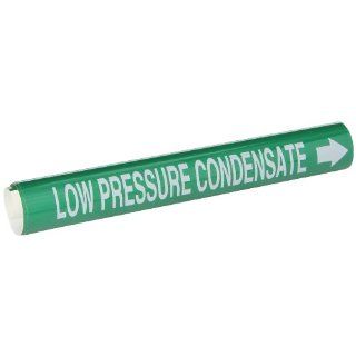 Brady 5838 I High Performance   Wrap Around Pipe Marker, B 689, White On Green Pvf Over Laminated Polyester, Legend "Low Pressure Condensate": Industrial Pipe Markers: Industrial & Scientific