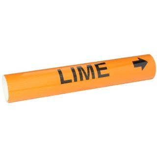Brady 5836 Ii High Performance   Wrap Around Pipe Marker, B 689, Black On Orange Pvf Over Laminated Polyester, Legend "Lime": Industrial Pipe Markers: Industrial & Scientific