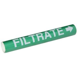 Brady 5819 Ii High Performance   Wrap Around Pipe Marker, B 689, White On Green Pvf Over Laminated Polyester, Legend "Filtrate": Industrial Pipe Markers: Industrial & Scientific