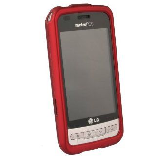 Lg Ms690 Rubberized Red Snap on Cover Faceplate and Free Antenna Booster Cell Phones & Accessories