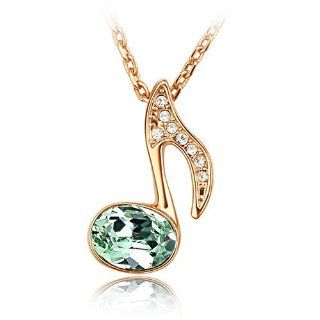 RareLove Swarovski Elements Peridot Crystal Gold Music Note pendant necklace: Jewelry