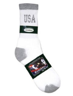 1 Pair Mens Crew Sports Socks Grey Heel & Toe with USA Logo, Size 10   13 inch: Clothing