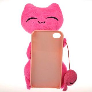 HotportGift Cool Plush Toy Doll Case Cover For Cat IPhone 4 4S RoseRed: Cell Phones & Accessories