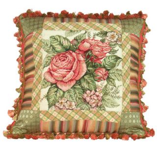123 Creations Spring Rose 100% Wool Petit   Point Pillow with Fabric