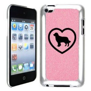 Pink Apple iPod Touch 4th Glitter Bling Hard Case Cover GT76 Heart Golden Retriever: Cell Phones & Accessories