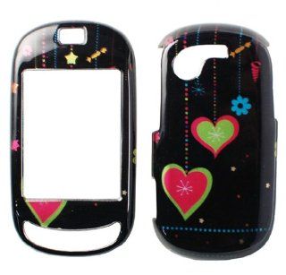Green Star Blue Flower Pink Heart Ornament Design Black Snap on Hard Cover Protector Faceplate Cell Phone Case for T Mobile Samsung Gravity T Touch SGH T669 + Premium LCD Screen Guard Film Cell Phones & Accessories