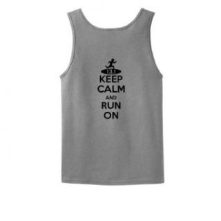 Keep Calm and Run On 13 Tank Top: Novelty T Shirts: Clothing