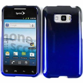 2 TONE SHINY COVER FOR LG OPTIMUS ELITE/M+ CASE FACEPLATE HARD PLASTIC BLACK BLUE A005 ICG LS 696 CELL PHONE ACCESSORY: Cell Phones & Accessories