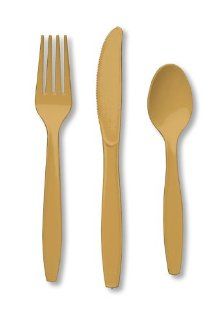 Creative Converting Premium Plastic Cutlery (Fork, Spoon, Knife) Assortment, Glittering Gold Color, Package Of 24,   (Pack of 12) Health & Personal Care