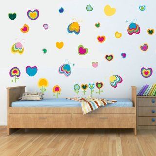 SlapArt SA239922 hearts and butterflies Peel and Stick vinyl stickers wall art graphics decal   Wall Decor Stickers