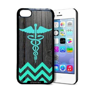 Shawnex Teal Rn Nurse Medical On Dark Wood iPhone 5C Case   Thin Shell Plastic Protective Case iPhone 5C Case: Cell Phones & Accessories