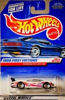1999   Mattel   Hot Wheels   First Editions   Porsche 911 GT1 98   #25 of 26   Collector #676   White w/ Racing Graphics   1:64 Scale Die Cast   New   Out of Production   Limited Edition   Collectible: Toys & Games