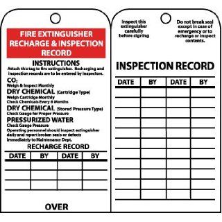 Accident Prevention Tags, Fire Extinguisher Recharge And Inspect., 6X3, Unrip Vinyl, 25/Pk: Industrial Lockout Tagout Tags: Industrial & Scientific