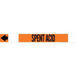 Brady 5850 Hphv High Performance   High Visibility Pipe Marker, B 681/B 883, Black On Orange Polyester Over Laminate On Fiberglass Plastic Carrier, Legend "Spent Acid": Industrial Pipe Markers: Industrial & Scientific