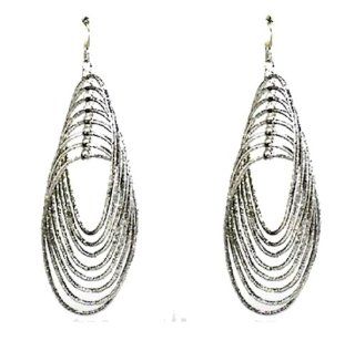 Earrings Chandelier Silver Tone Shimmering Oval 3 Inch Dangles Gift ideas OE1218SVRD : Office And School Rulers : Office Products