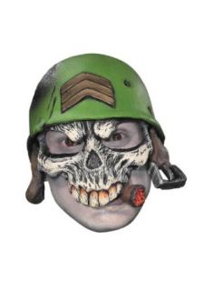 Disguise Men's Sergeant Half Cap Mask, Green/White/Black/Tan/Red, Adult: Clothing