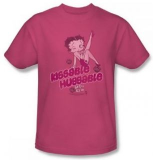 Betty Boop Kissable Huggable Hot Pink Adult Shirt BB693 AT: Clothing