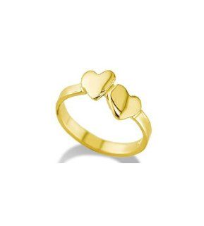 14k Yellow Gold Double Heart Child Kids Fashion Ring: Kids Rings For Girls: Jewelry
